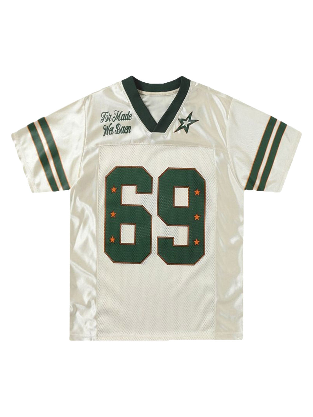 Green and White Sports Jersey with Star Detail – Breathable Mesh Athletic Tee for Spring and Summer