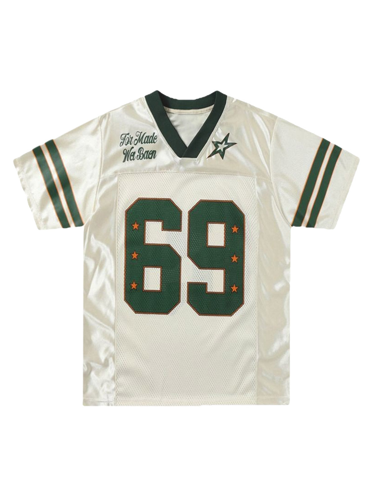 Green and White Sports Jersey with Star Detail – Breathable Mesh Athletic Tee for Spring and Summer