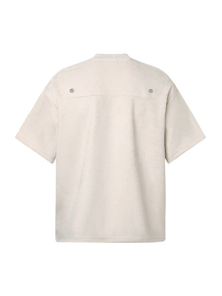 Black Embroidered Logo Short-Sleeve Shirt – Casual Cotton Button-Down for Men and Women