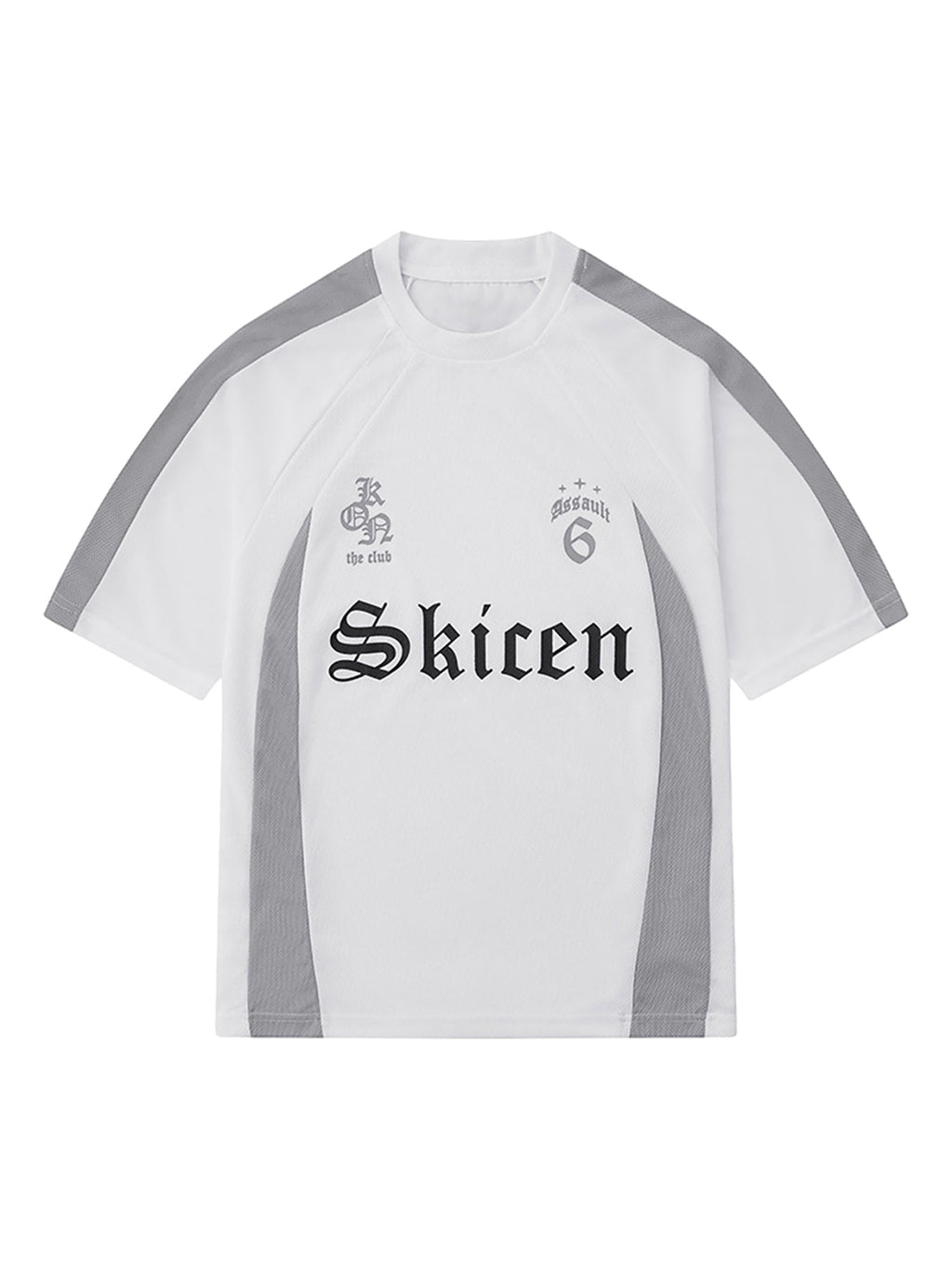 Gothic Font Jersey Street T-Shirt – Casual Color Block Tee for Men and Women