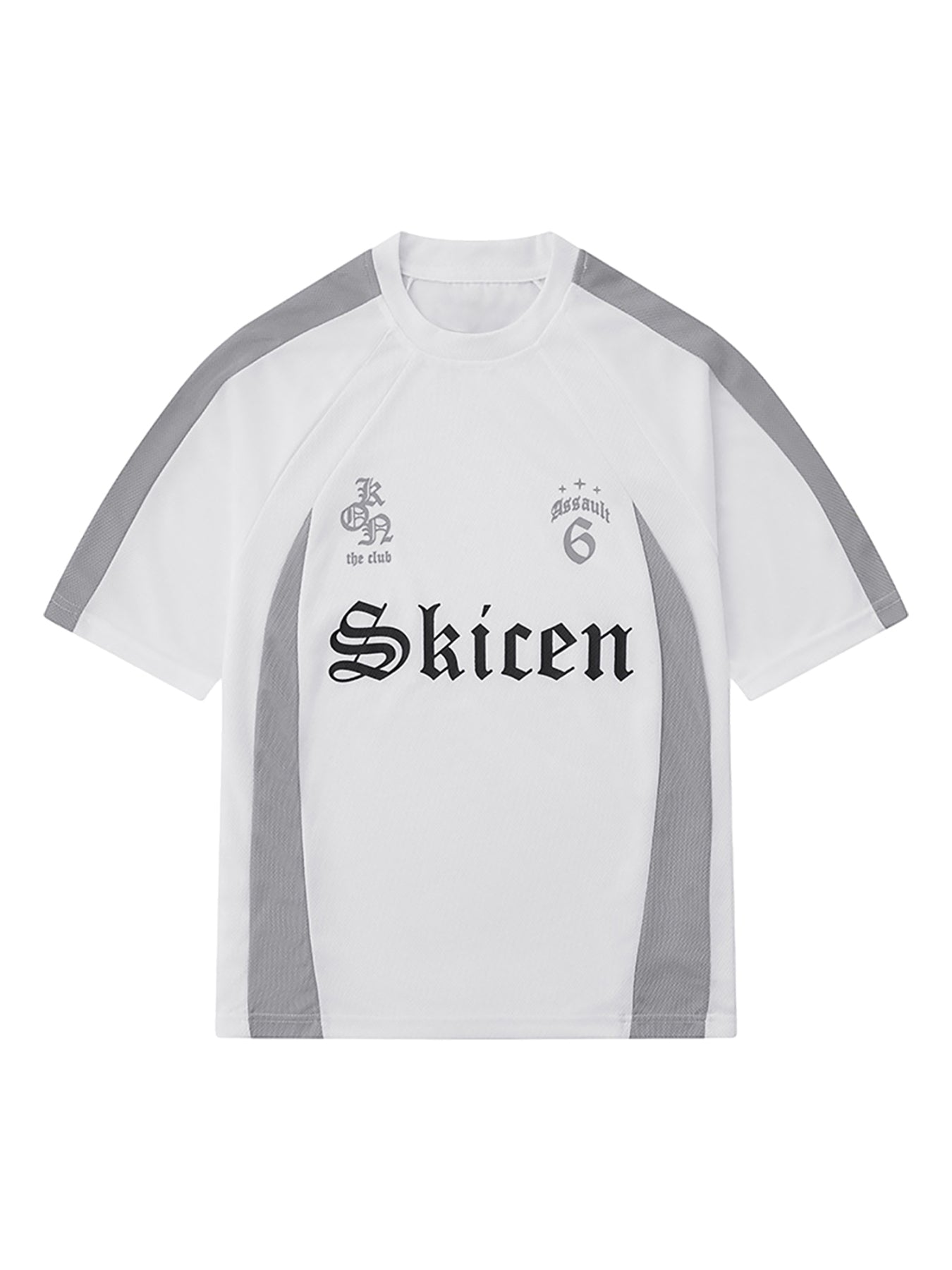Gothic Font Jersey Street T-Shirt – Casual Color Block Tee for Men and Women