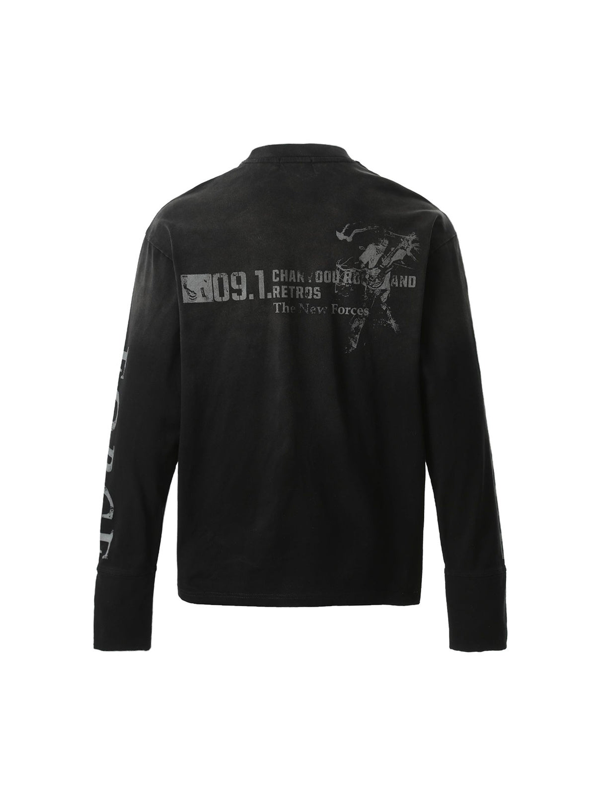 Distressed Number 09 Long Sleeve Top – Sporty Casual Cotton Tee for Spring and Fall