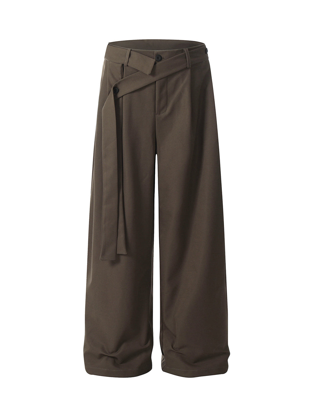 Men’s Wide-Leg Pants with Adjustable Belt and Button Waist – Smart Casual Trousers for Spring/Autumn