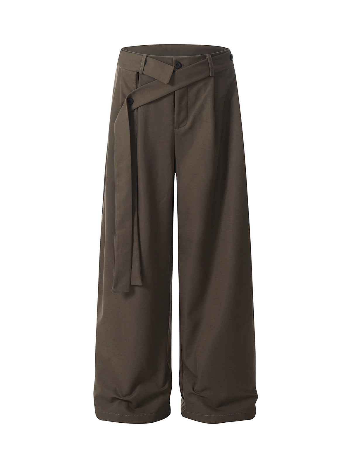 Men’s Wide-Leg Pants with Adjustable Belt and Button Waist – Smart Casual Trousers for Spring/Autumn