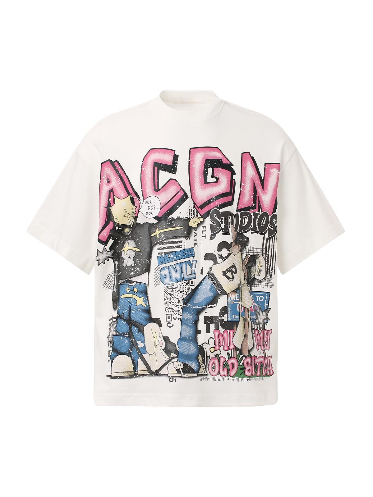 AGN Studios Graphic T-Shirt – Casual Streetwear Cotton Tee with Vibrant Graffiti Design