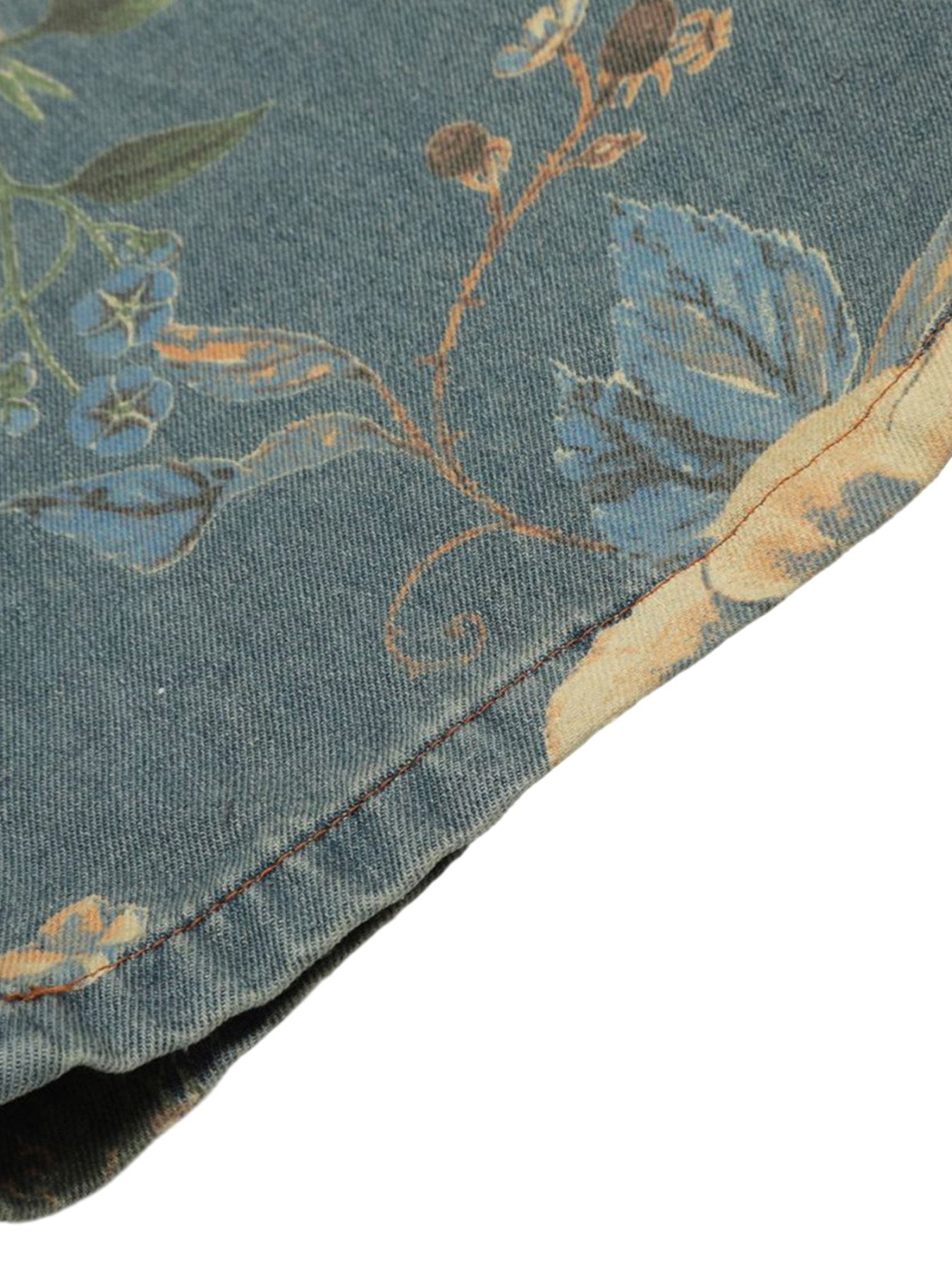 Vintage Floral Print Wide-Leg Denim Jeans – High-Waist Casual Streetwear for Spring and Summer